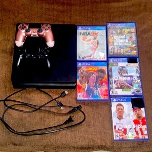 Sony PlayStation 4 Slim 1TB with 2 controllers and 5 games